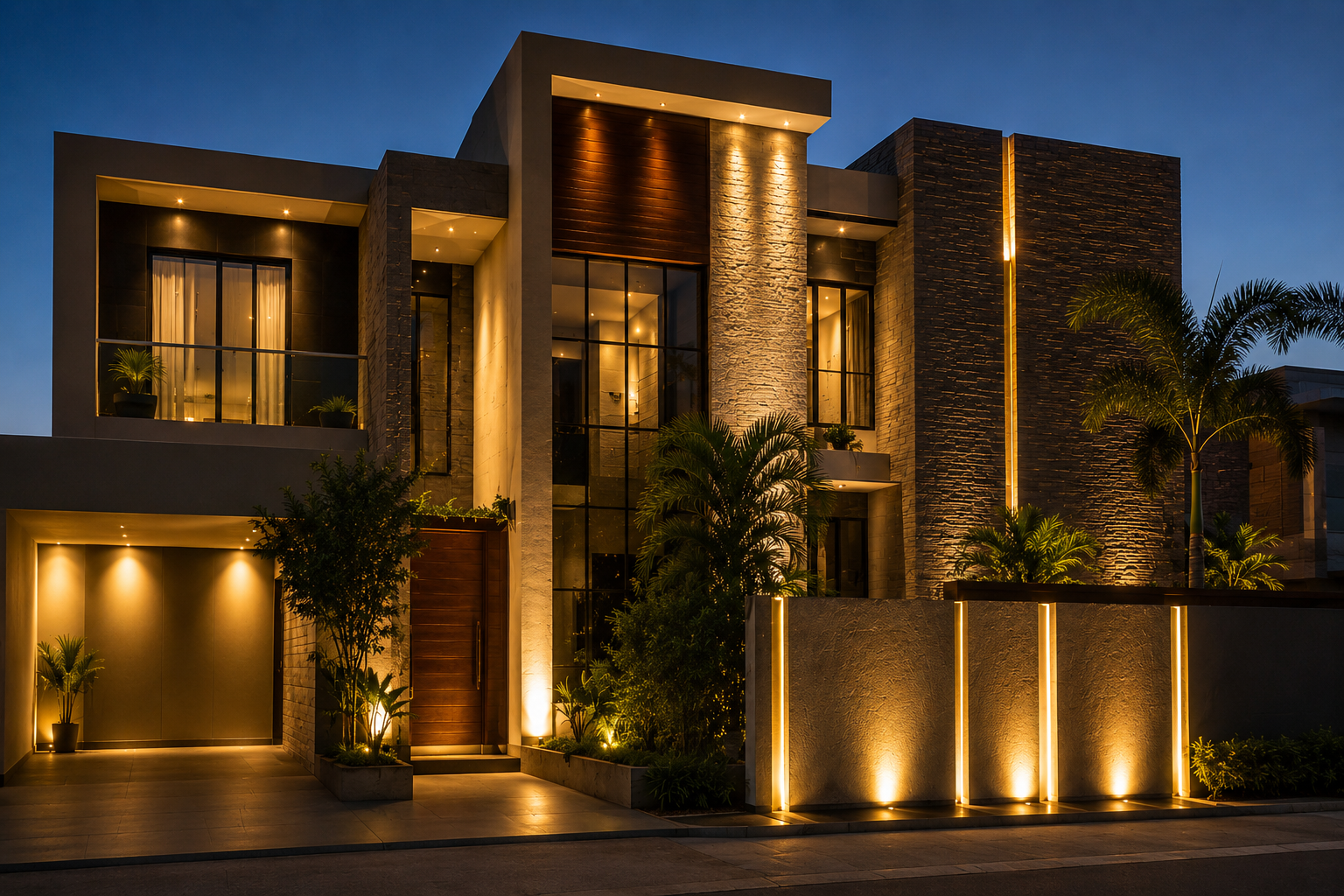 Facade lighting night
